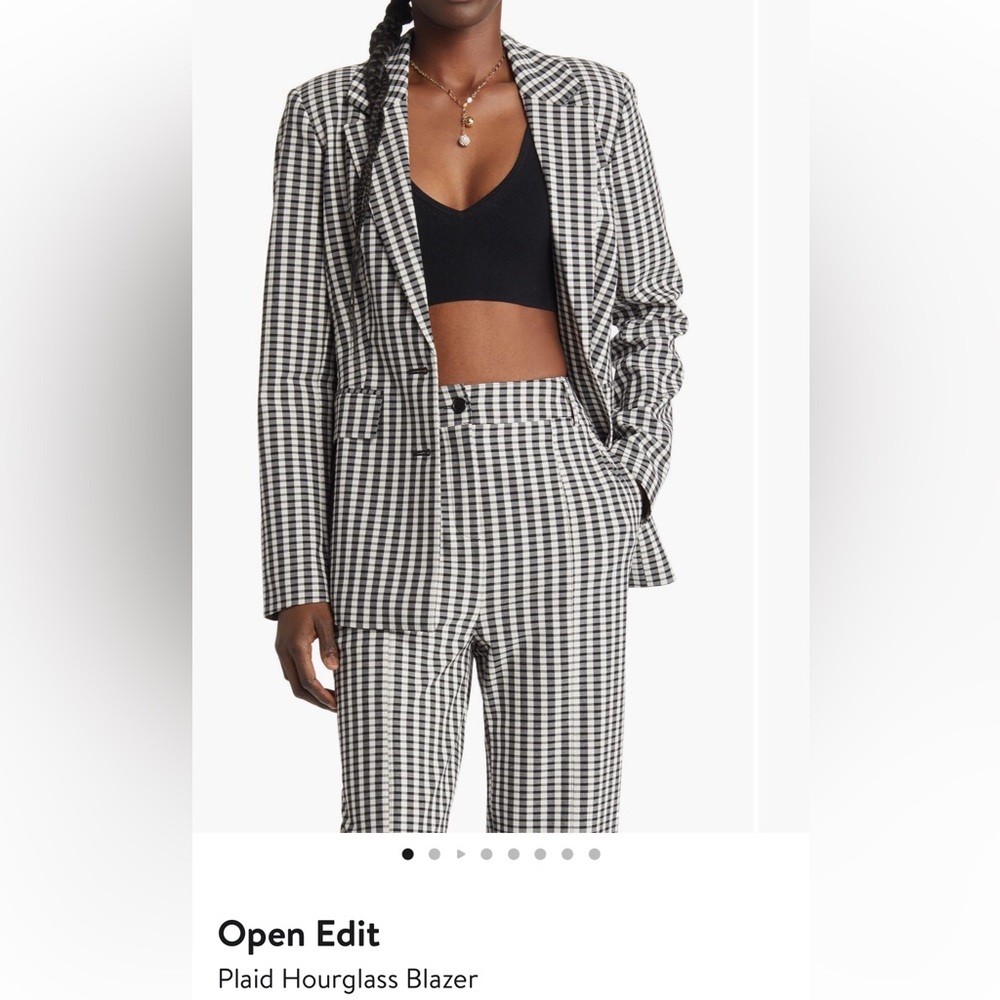 Open Edit Plaid black and white Blazer